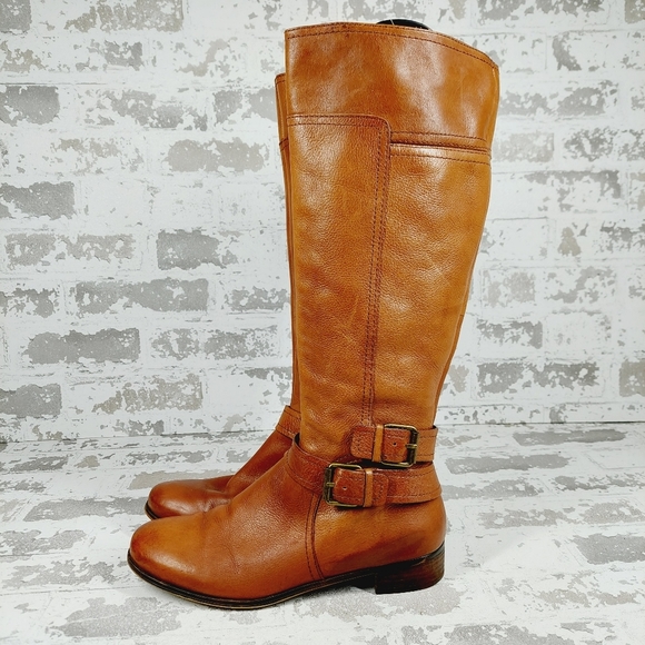 Nine West American Heritage Collection Sassy Fran Cognac Brown Riding Boots I728 - Picture 1 of 16